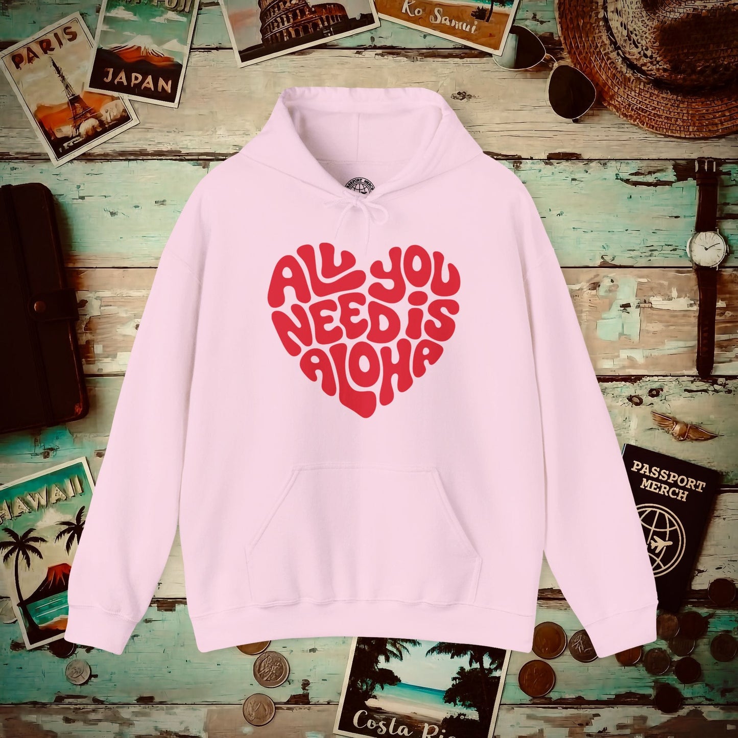 All You Need Is Aloha, Hawaii Hoodie Light Pink / S