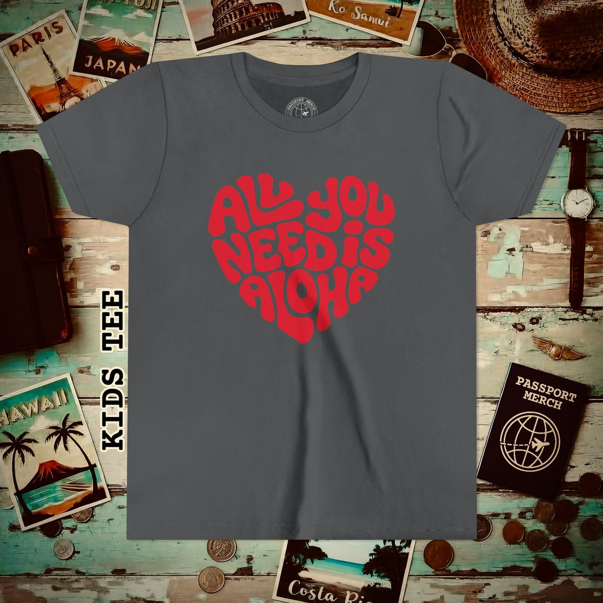 All You Need Is Aloha, Hawaii Kids Tee Asphalt / S