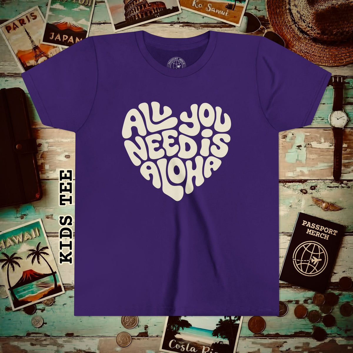 All You Need Is Aloha, Hawaii Kids Tee Team Purple / S