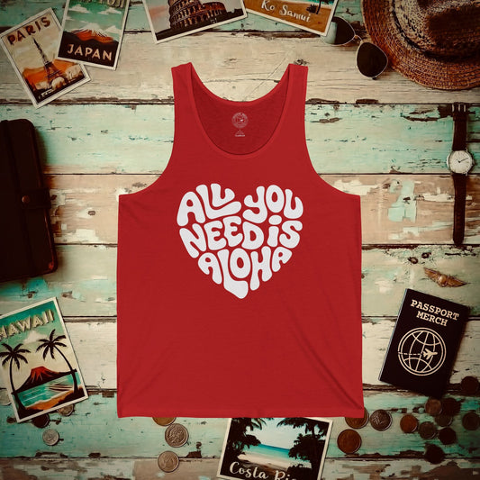 All You Need Is Aloha, Hawaii Tank Top Red / XS
