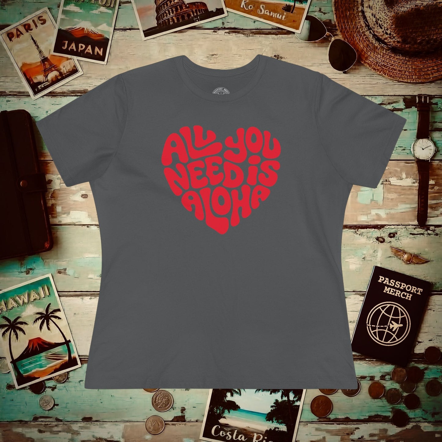 All You Need Is Aloha, Hawaii, Womens Fit T-Shirt Asphalt / S