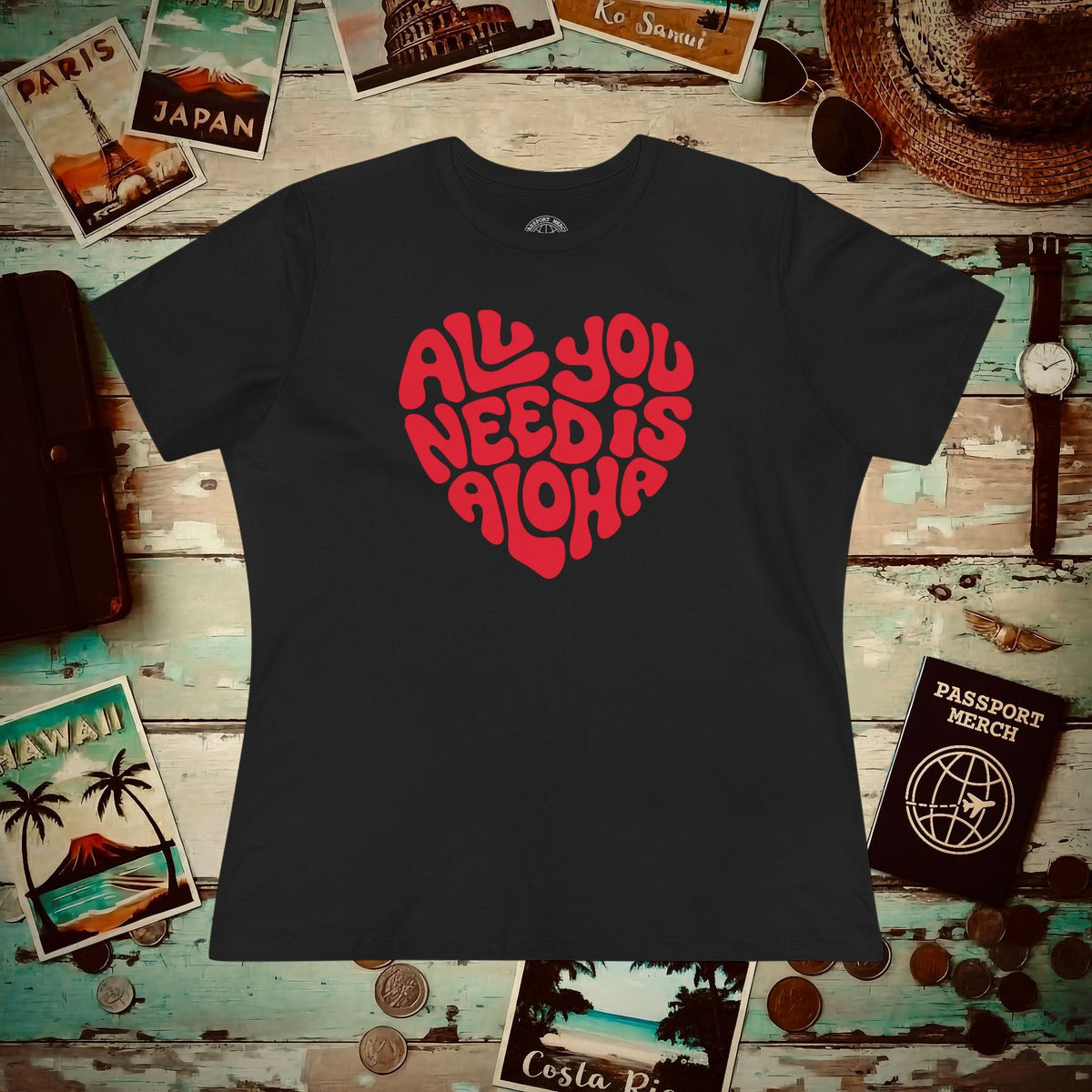 All You Need Is Aloha, Hawaii, Womens Fit T-Shirt Black / S