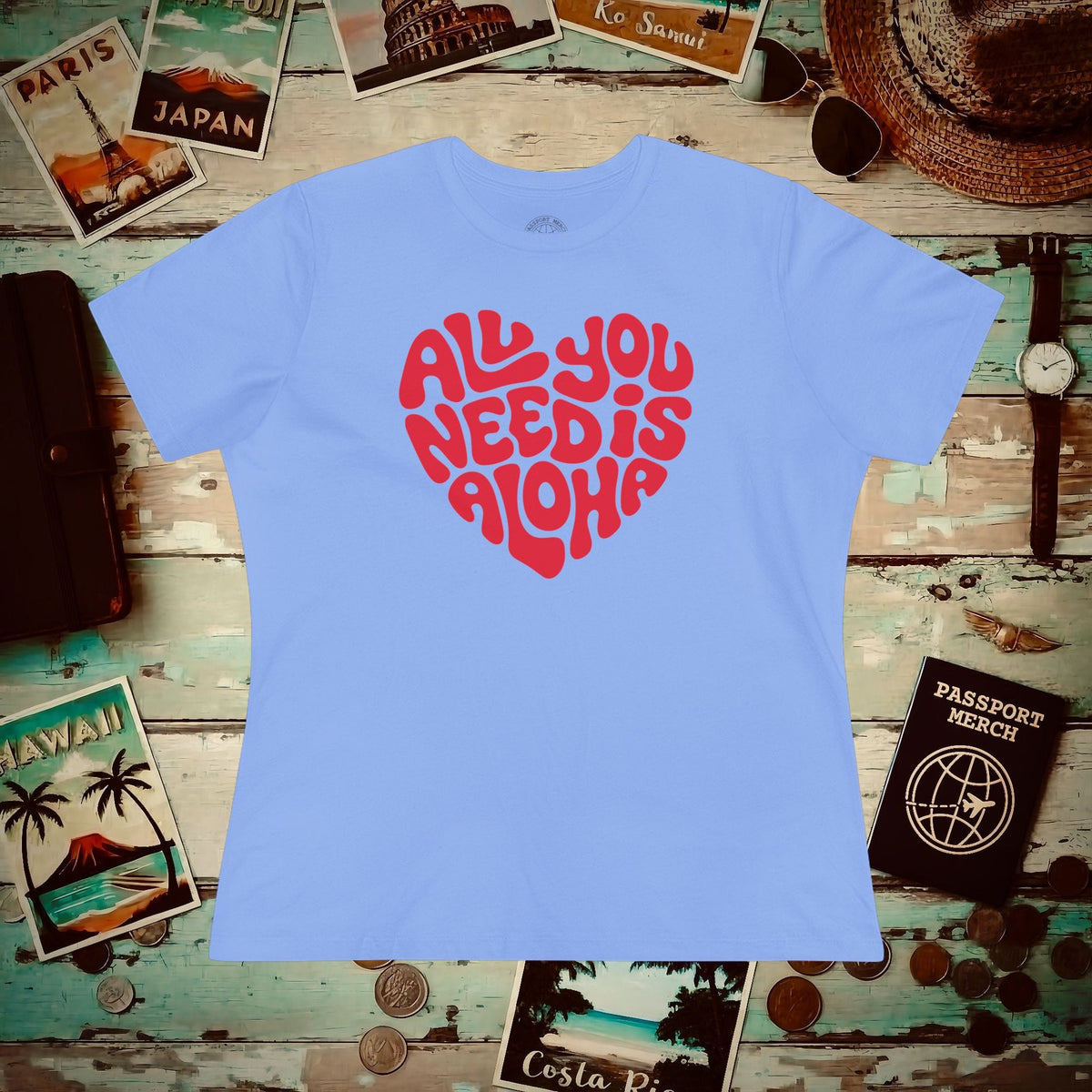 All You Need Is Aloha, Hawaii, Womens Fit T-Shirt Carolina Blue / S