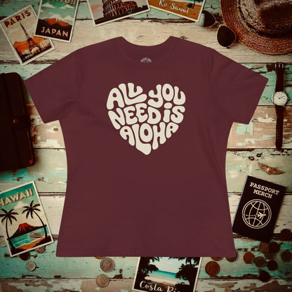 All You Need Is Aloha, Hawaii, Womens Fit T-Shirt Maroon / S