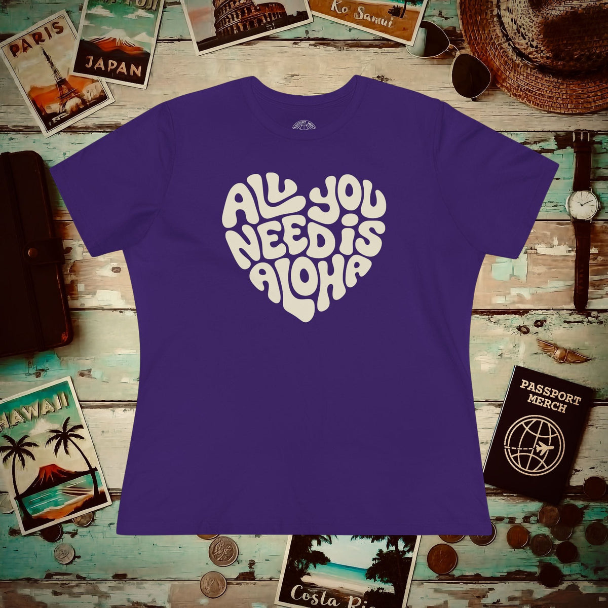 All You Need Is Aloha, Hawaii, Womens Fit T-Shirt Team Purple / S