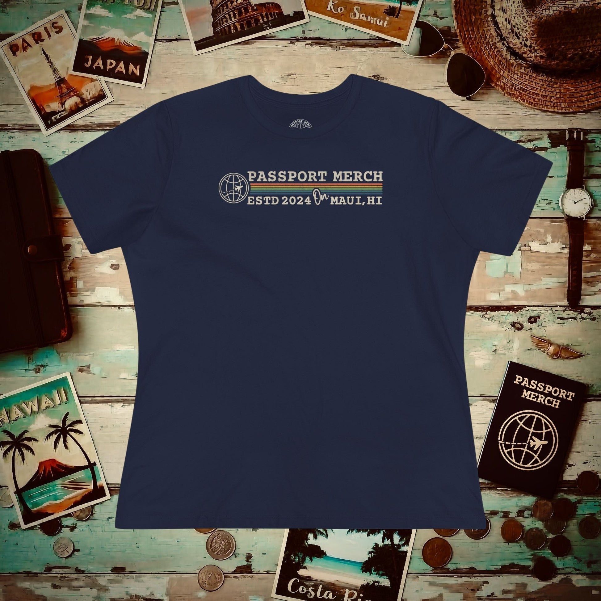 (Almost Free) 2025 Anniversary Celebration - Vintage Brand Swag! Womens Fit T-Shirt Navy / S