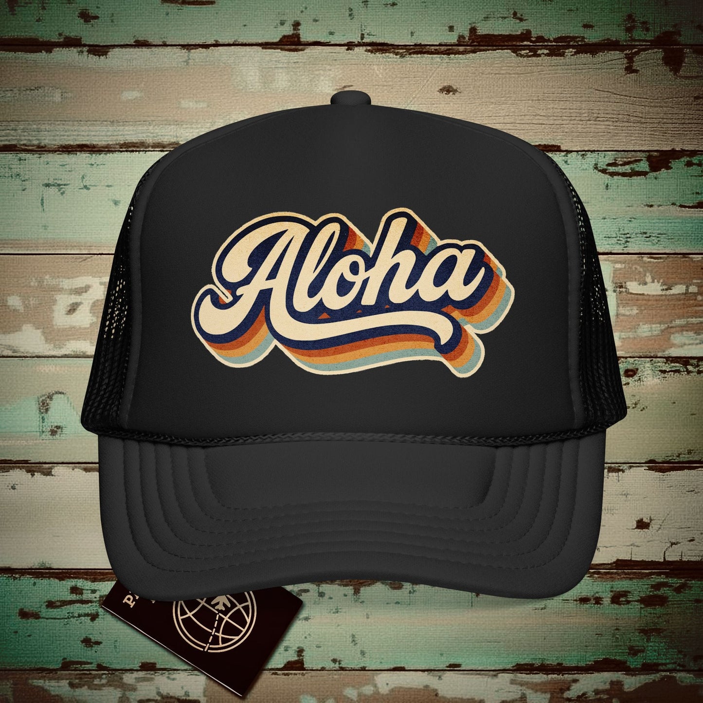 Aloha (Classic 70s) Hawaii Trucker Hat Black / One size