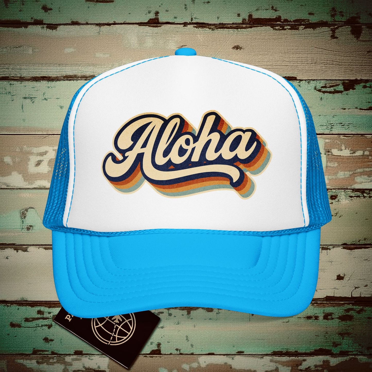 Aloha (Classic 70s) Hawaii Trucker Hat Blue/White / One size