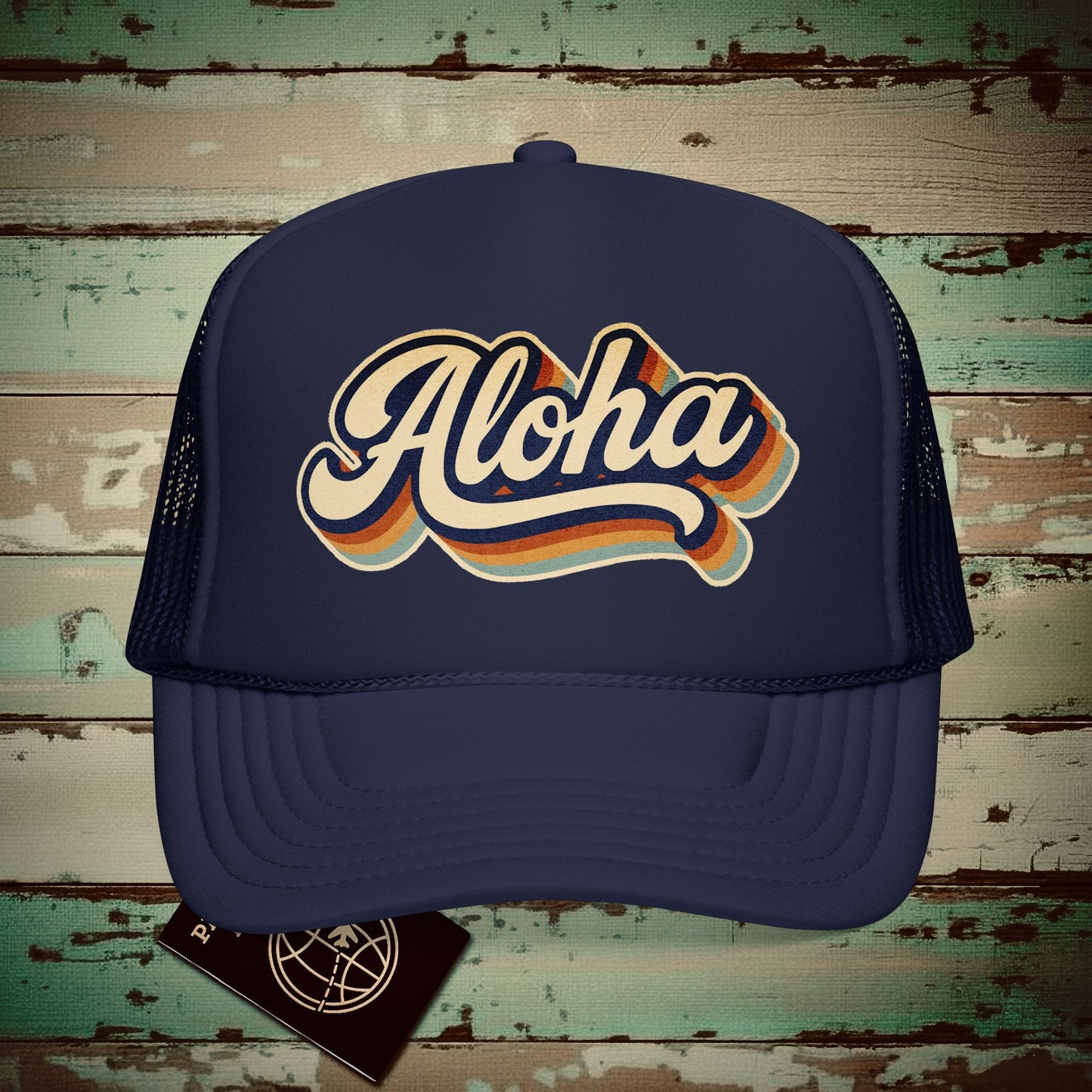 Aloha (Classic 70s) Hawaii Trucker Hat Dark Navy / One size