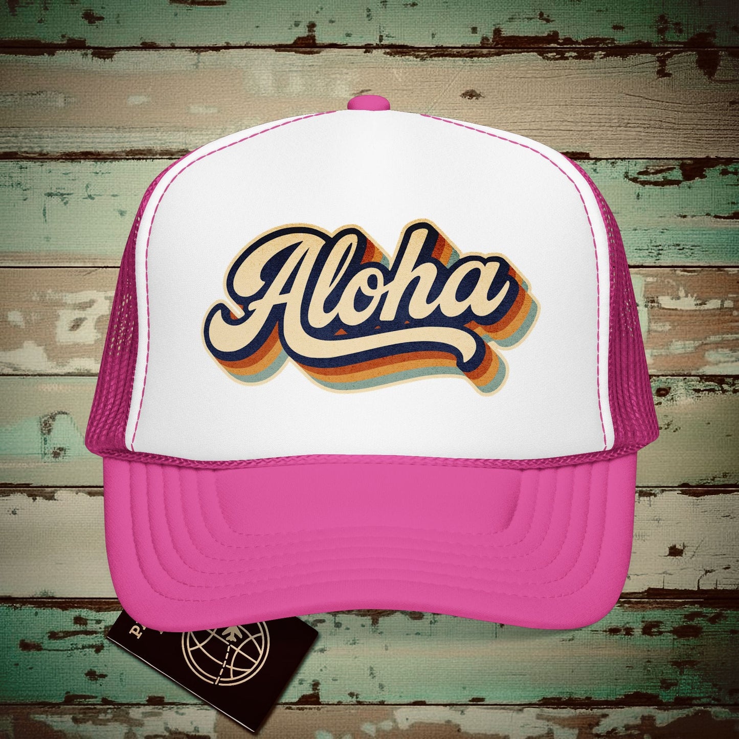 Aloha (Classic 70s) Hawaii Trucker Hat Hot Pink/ White/ Hot Pink / One size