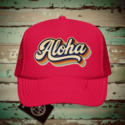 Aloha (Classic 70s) Hawaii Trucker Hat Red / One size