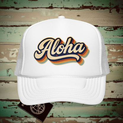 Aloha (Classic 70s) Hawaii Trucker Hat White / One size