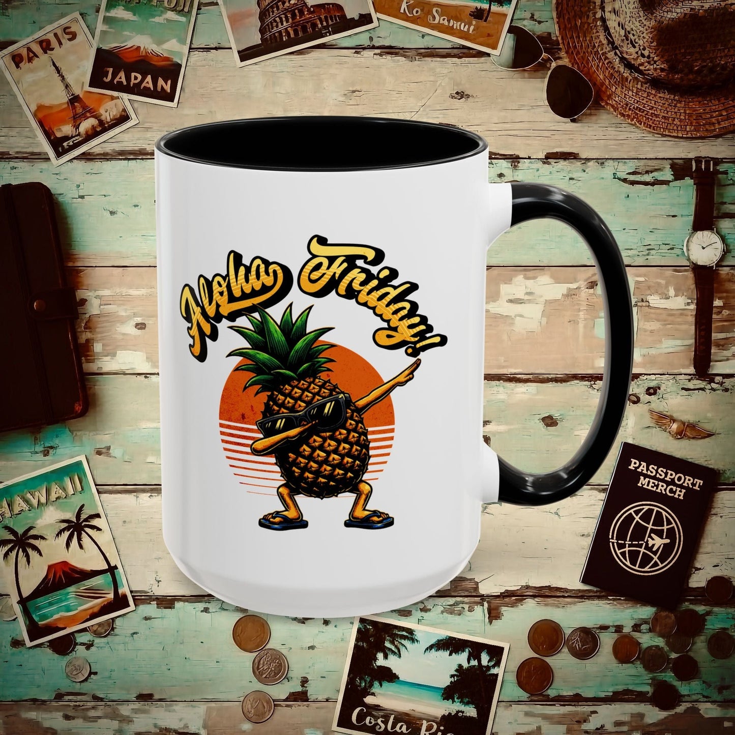 Aloha Friday Dabbing Pineapple Hawaii 15oz Mug Black / 15oz