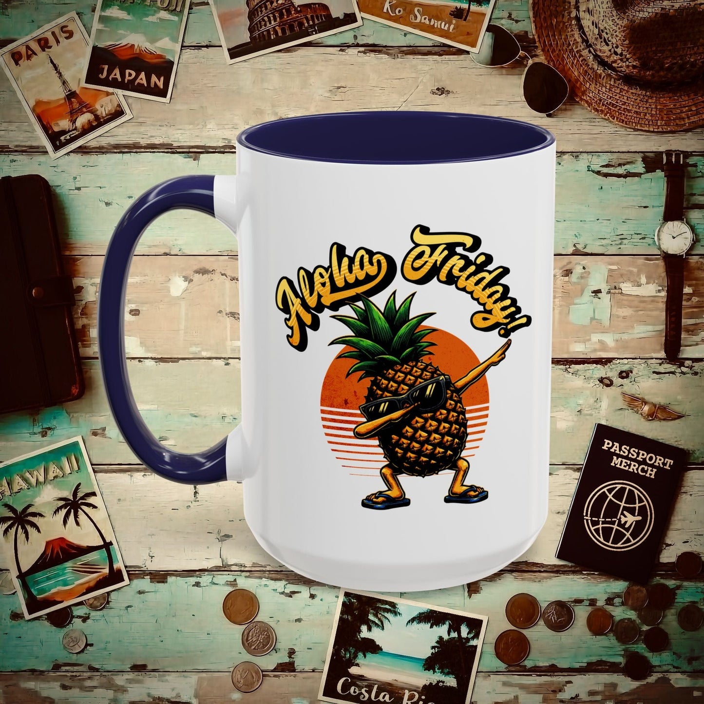 Aloha Friday Dabbing Pineapple Hawaii 15oz Mug Navy / 15oz