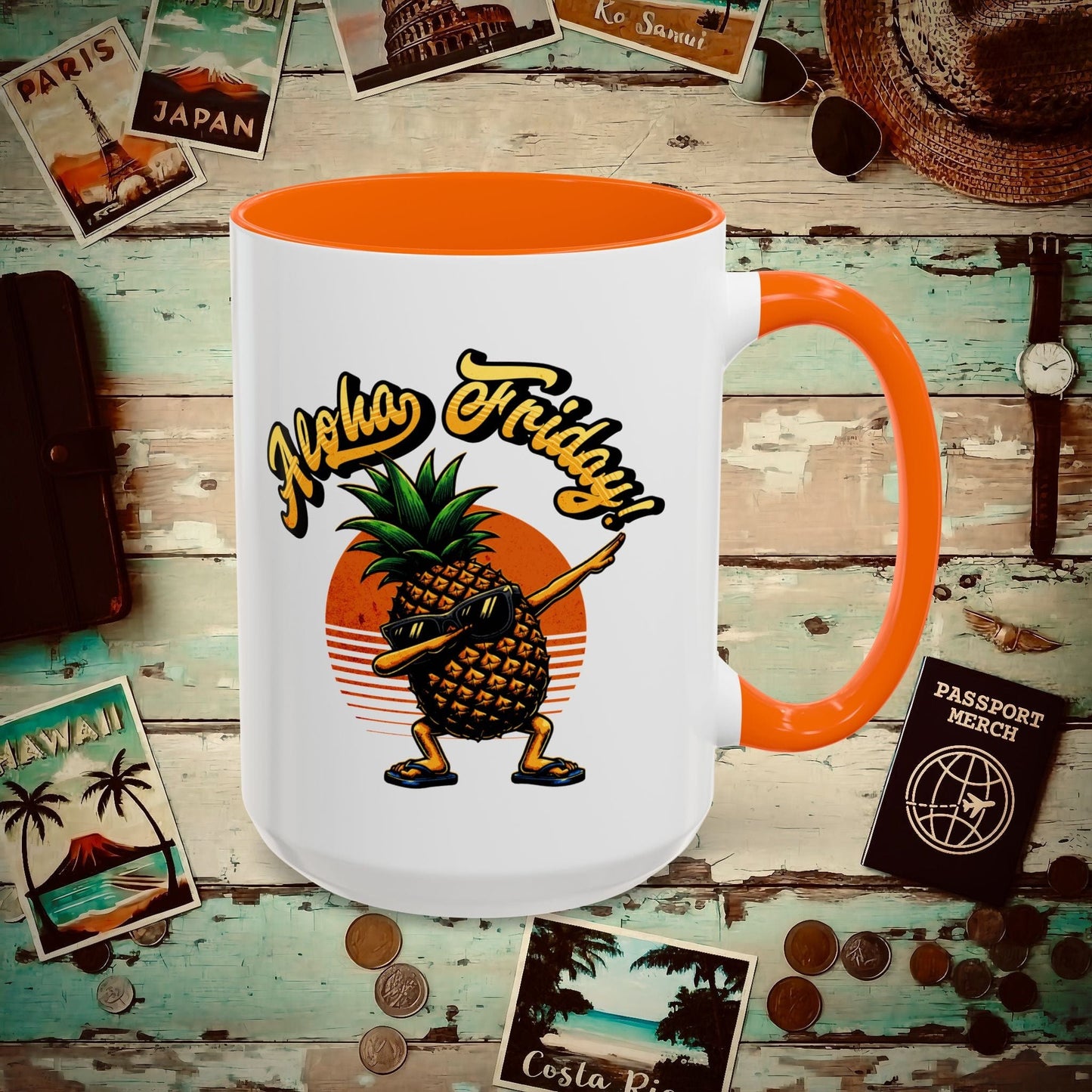 Aloha Friday Dabbing Pineapple Hawaii 15oz Mug Orange / 15oz