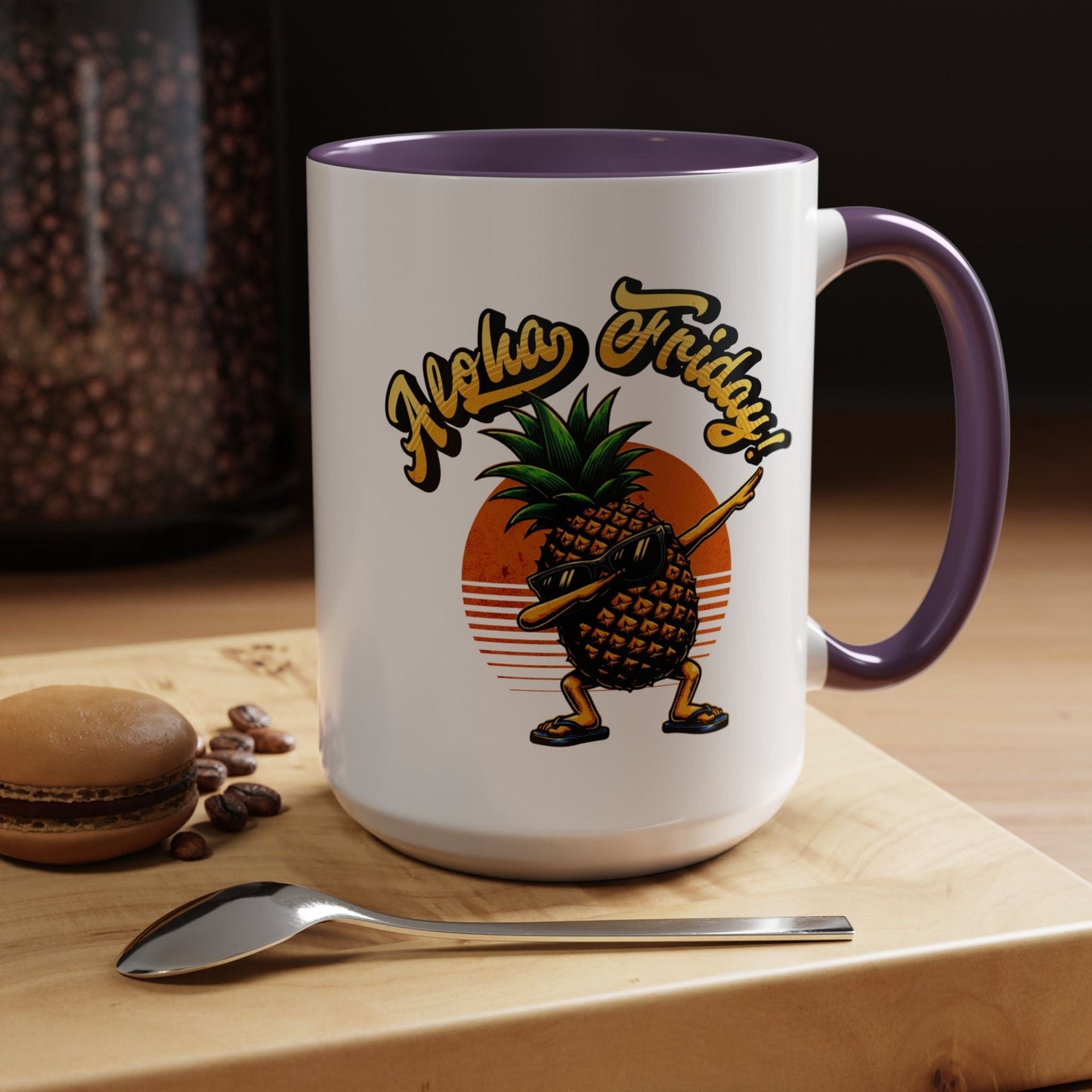 Aloha Friday Dabbing Pineapple Hawaii 15oz Mug Purple / 15oz