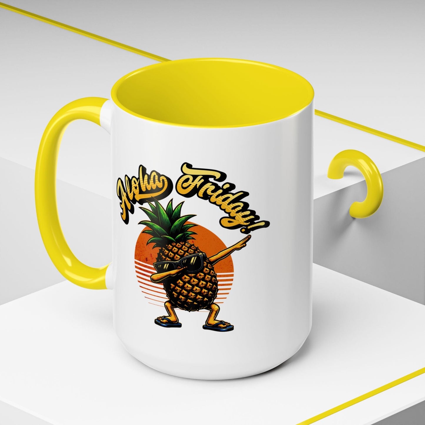 Aloha Friday Dabbing Pineapple Hawaii 15oz Mug Yellow / 15oz