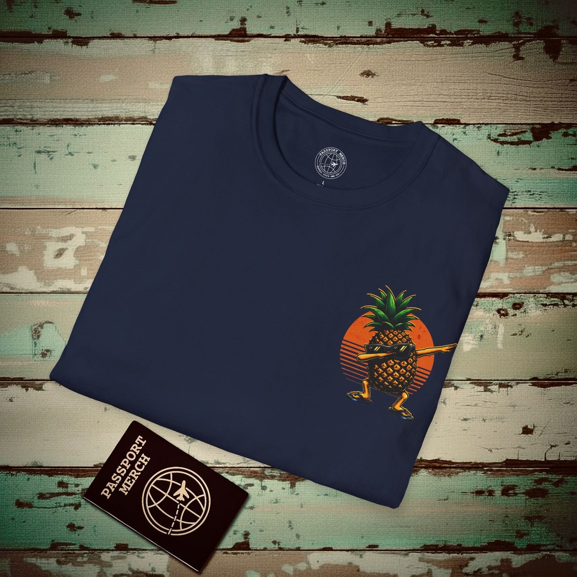 Aloha Friday Dabbing Pineapple Hawaii, Back Print T-Shirt Navy / S