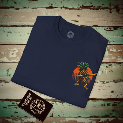 Aloha Friday Dabbing Pineapple Hawaii, Back Print T-Shirt Navy / S