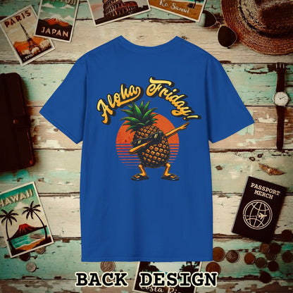 Aloha Friday Dabbing Pineapple Hawaii, Back Print T-Shirt Royal / S