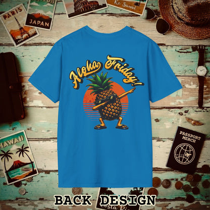 Aloha Friday Dabbing Pineapple Hawaii, Back Print T-Shirt Sapphire / S