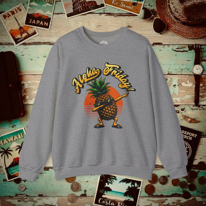 Aloha Friday Dabbing Pineapple Hawaii Crewneck Graphite Heather / S