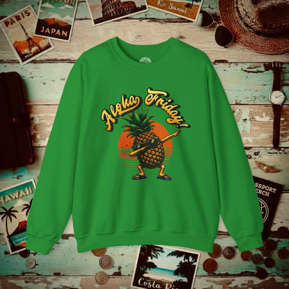 Aloha Friday Dabbing Pineapple Hawaii Crewneck Irish Green / S
