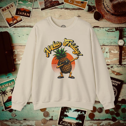 Aloha Friday Dabbing Pineapple Hawaii Crewneck Sand / S