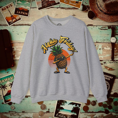 Aloha Friday Dabbing Pineapple Hawaii Crewneck Sport Grey / S