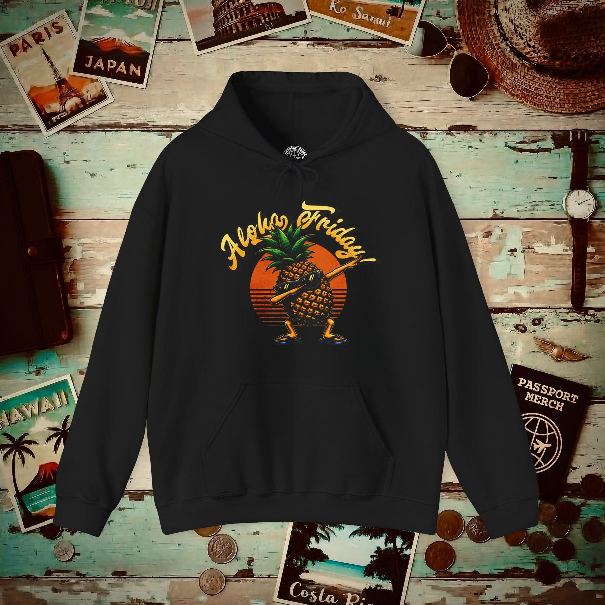 Aloha Friday Dabbing Pineapple Hawaii Hoodie Black / S