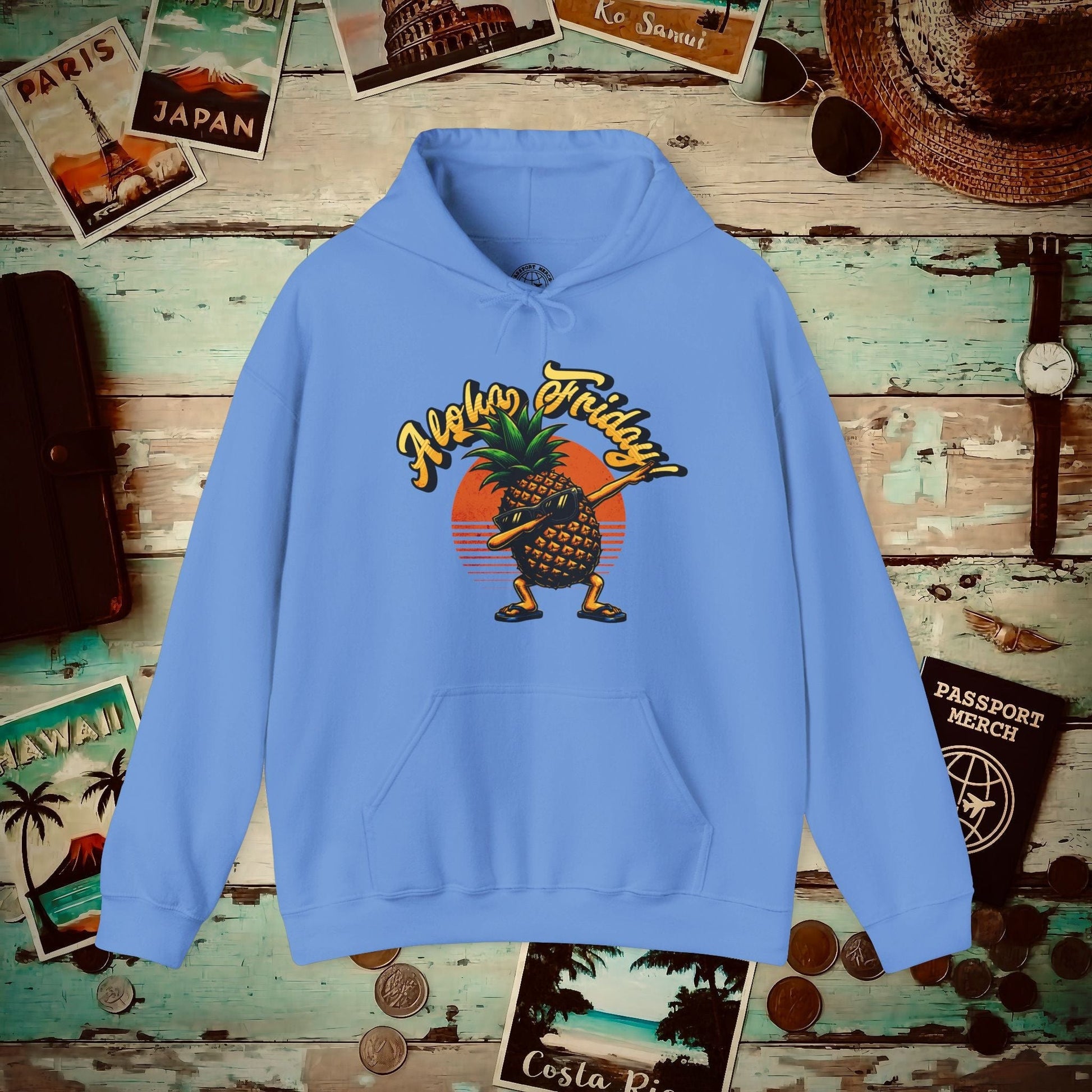 Aloha Friday Dabbing Pineapple Hawaii Hoodie Carolina Blue / S