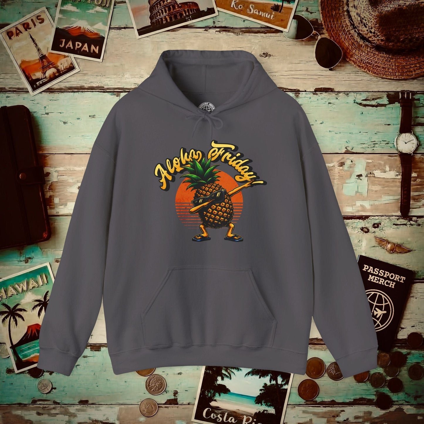 Aloha Friday Dabbing Pineapple Hawaii Hoodie Charcoal / S