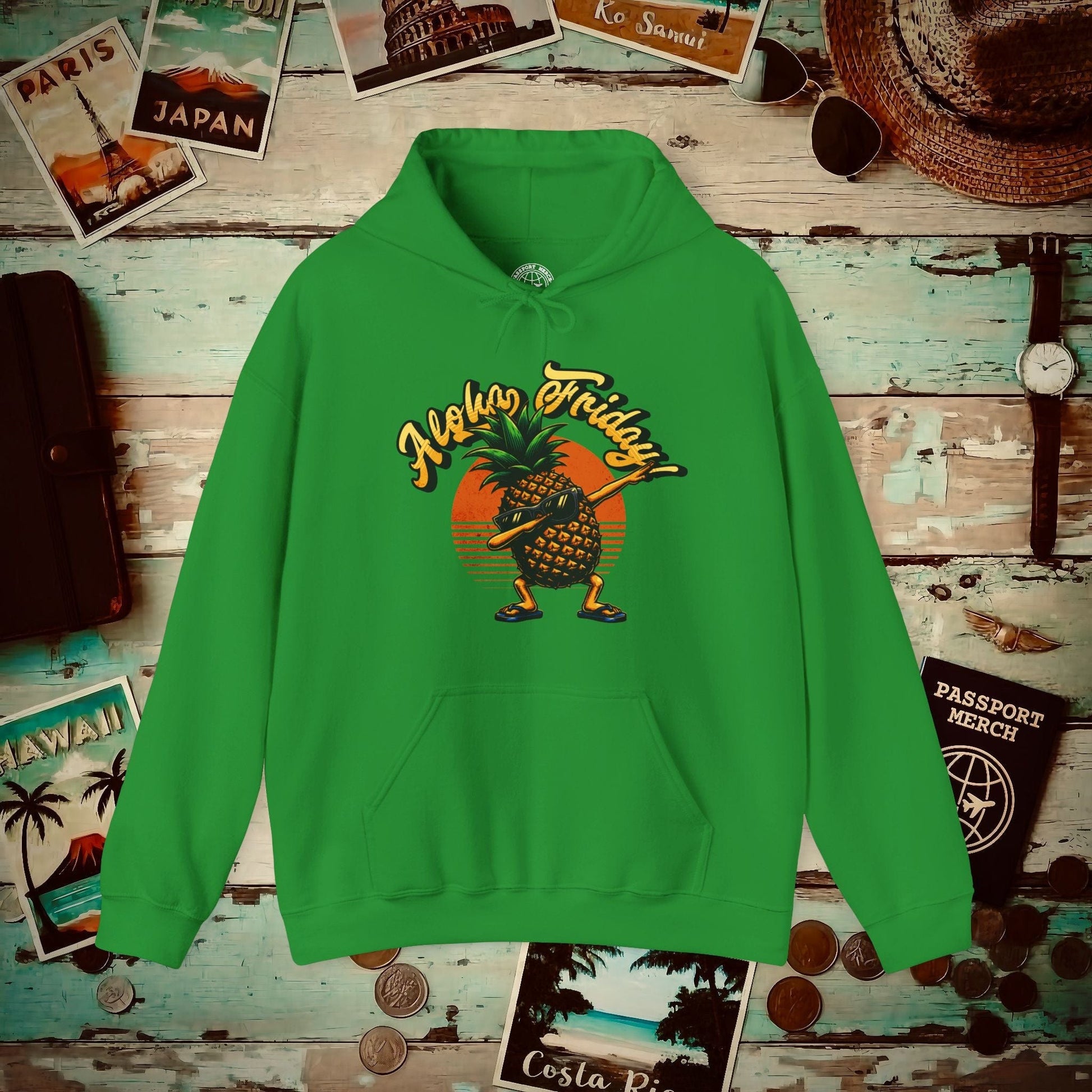 Aloha Friday Dabbing Pineapple Hawaii Hoodie Irish Green / S