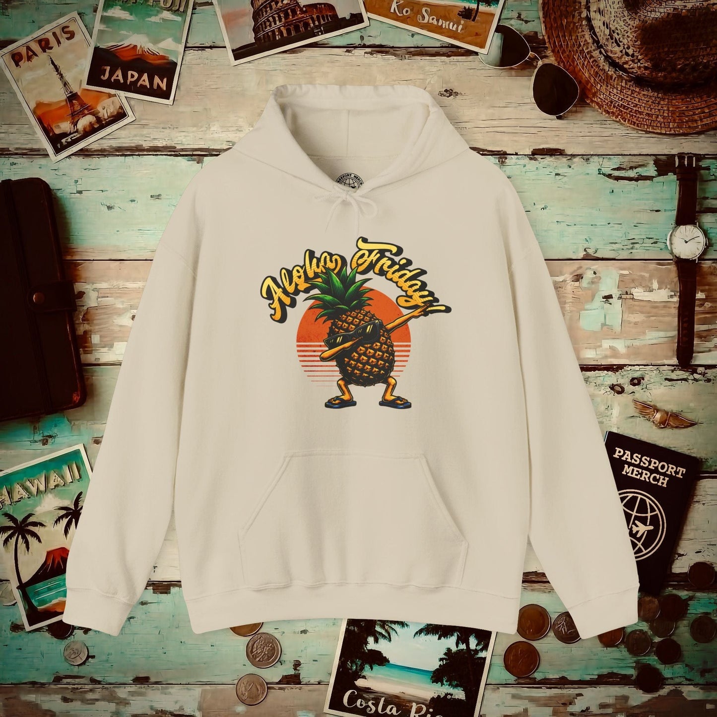 Aloha Friday Dabbing Pineapple Hawaii Hoodie Sand / S