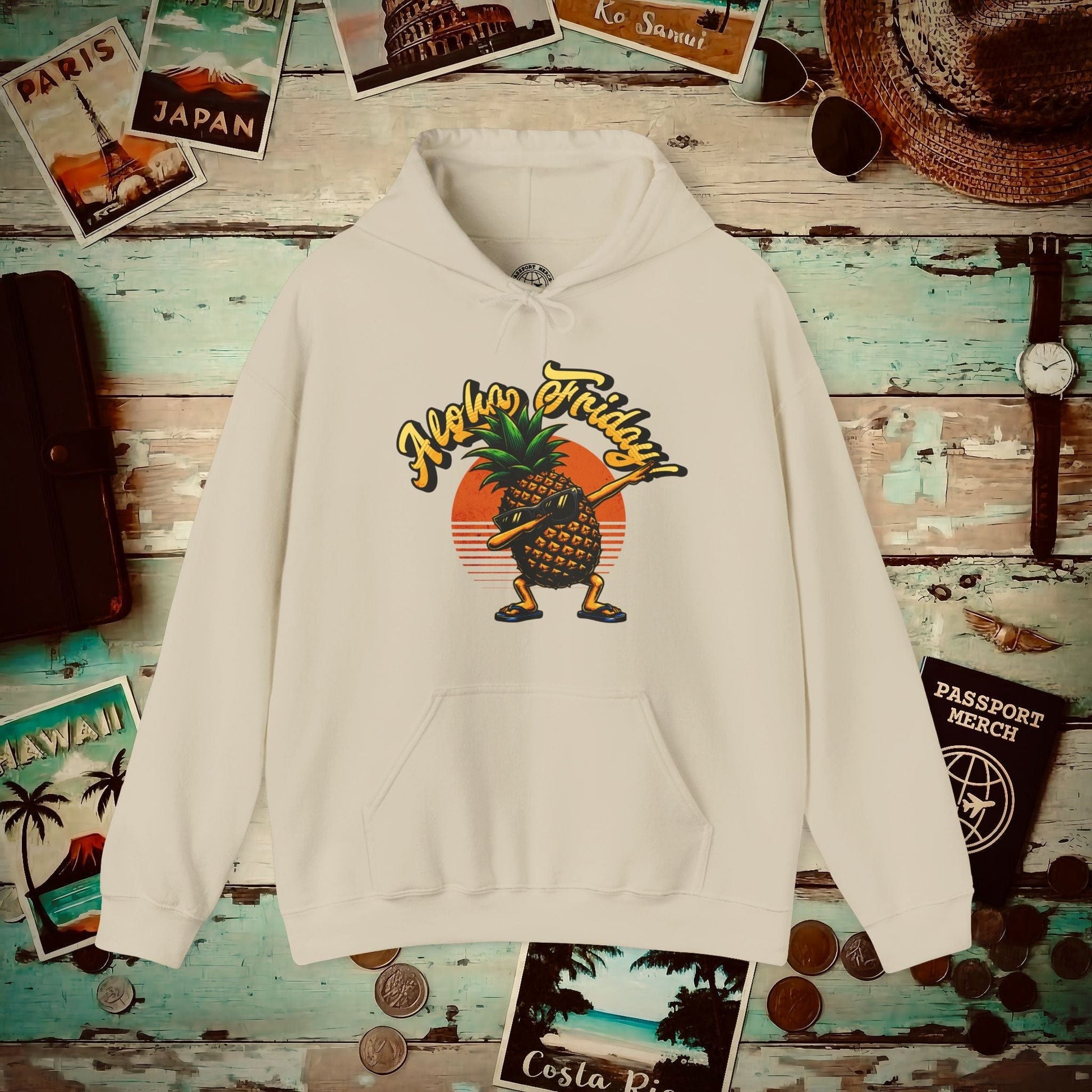 Aloha Friday Dabbing Pineapple Hawaii Hoodie Sand / S