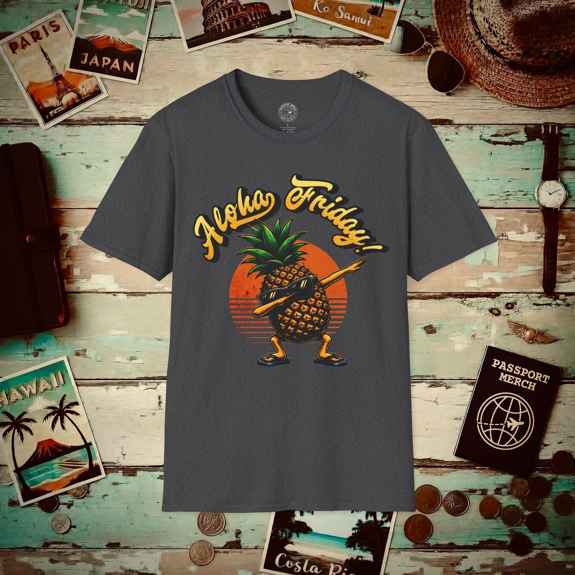 Aloha Friday Dabbing Pineapple Hawaii T-Shirt Dark Heather / S