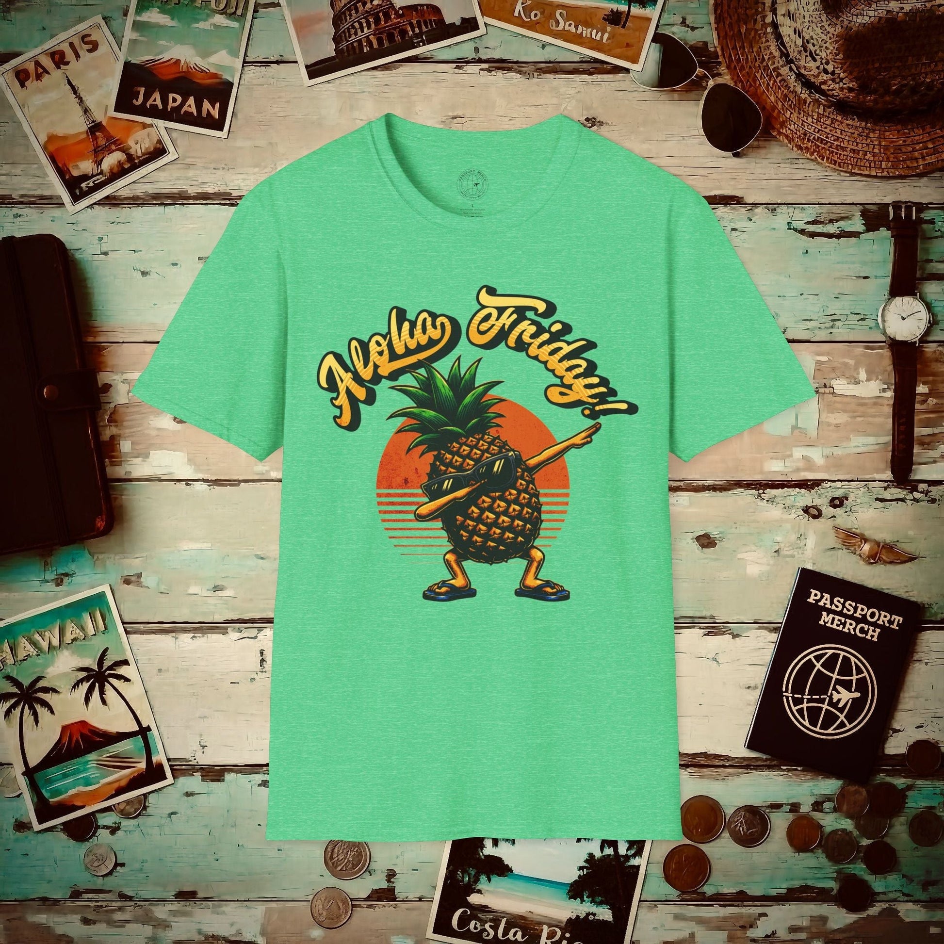 Aloha Friday Dabbing Pineapple Hawaii T-Shirt Heather Irish Green / S