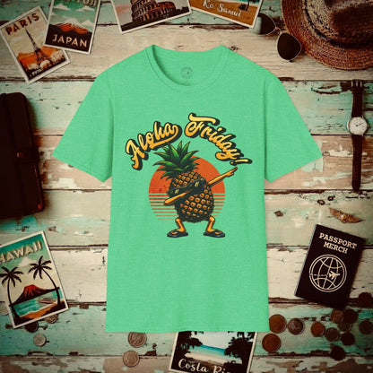 Aloha Friday Dabbing Pineapple Hawaii T-Shirt Heather Irish Green / S