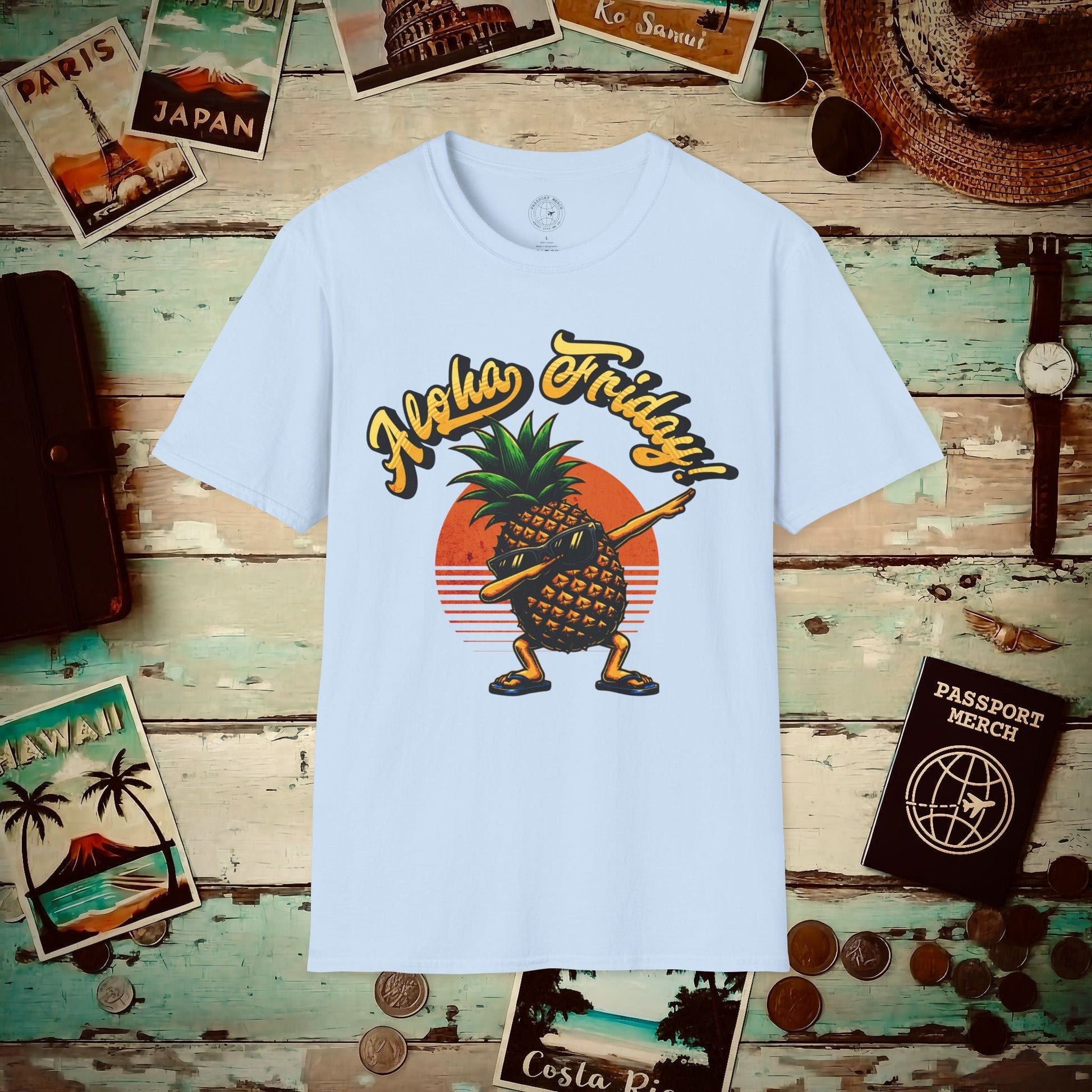 Aloha Friday Dabbing Pineapple Hawaii T-Shirt Light Blue / S