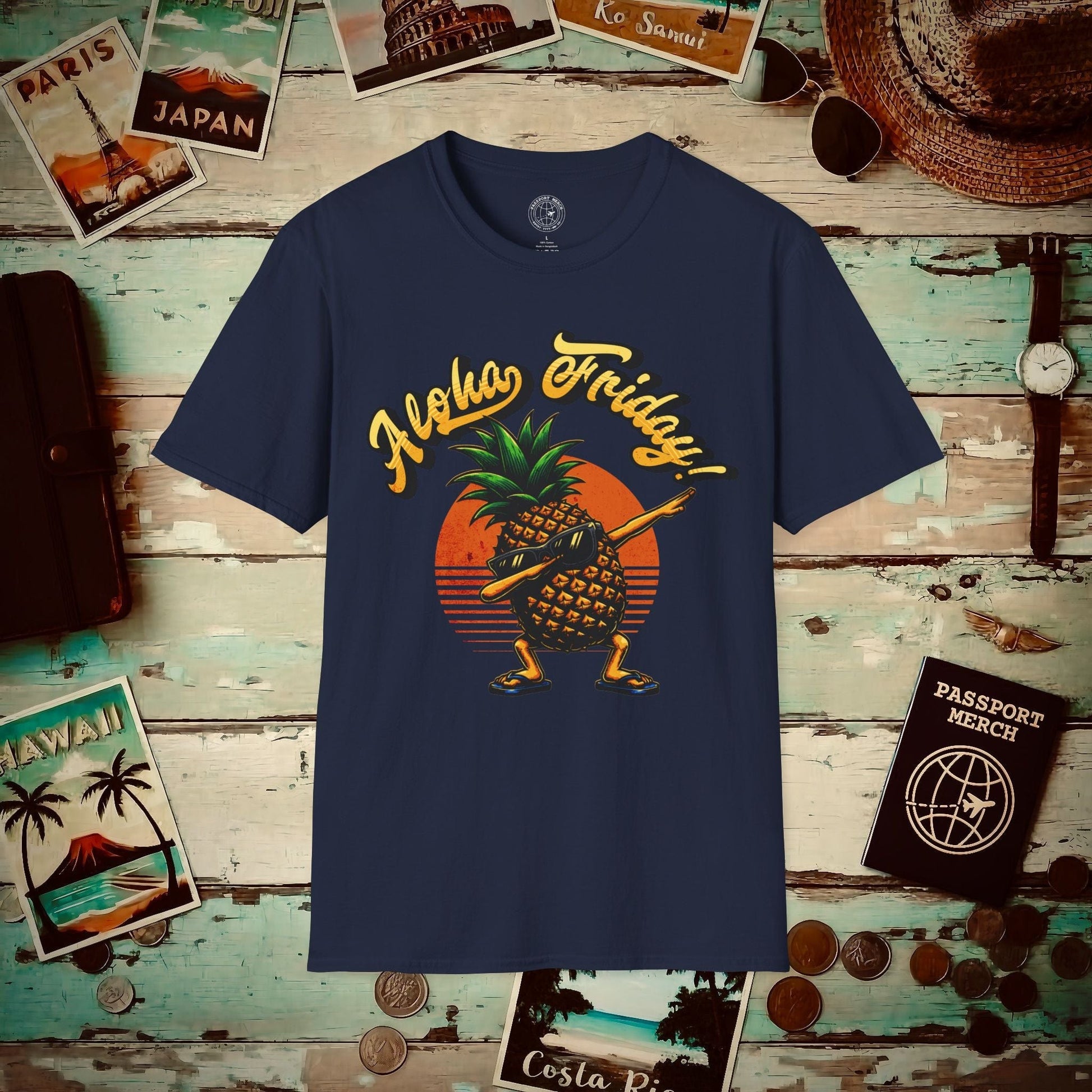 Aloha Friday Dabbing Pineapple Hawaii T-Shirt Navy / S