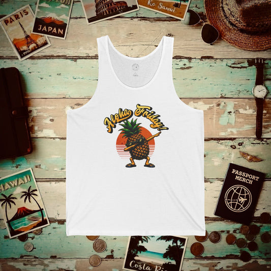 Aloha Friday Dabbing Pineapple Hawaii Tank Top White / XS
