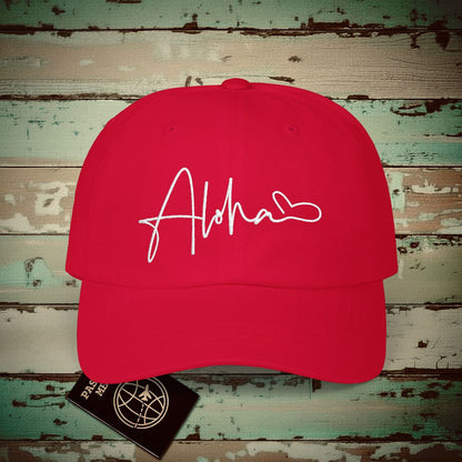 Aloha Heart Signature, Hawaii Embroidered Hat Cranberry / One size