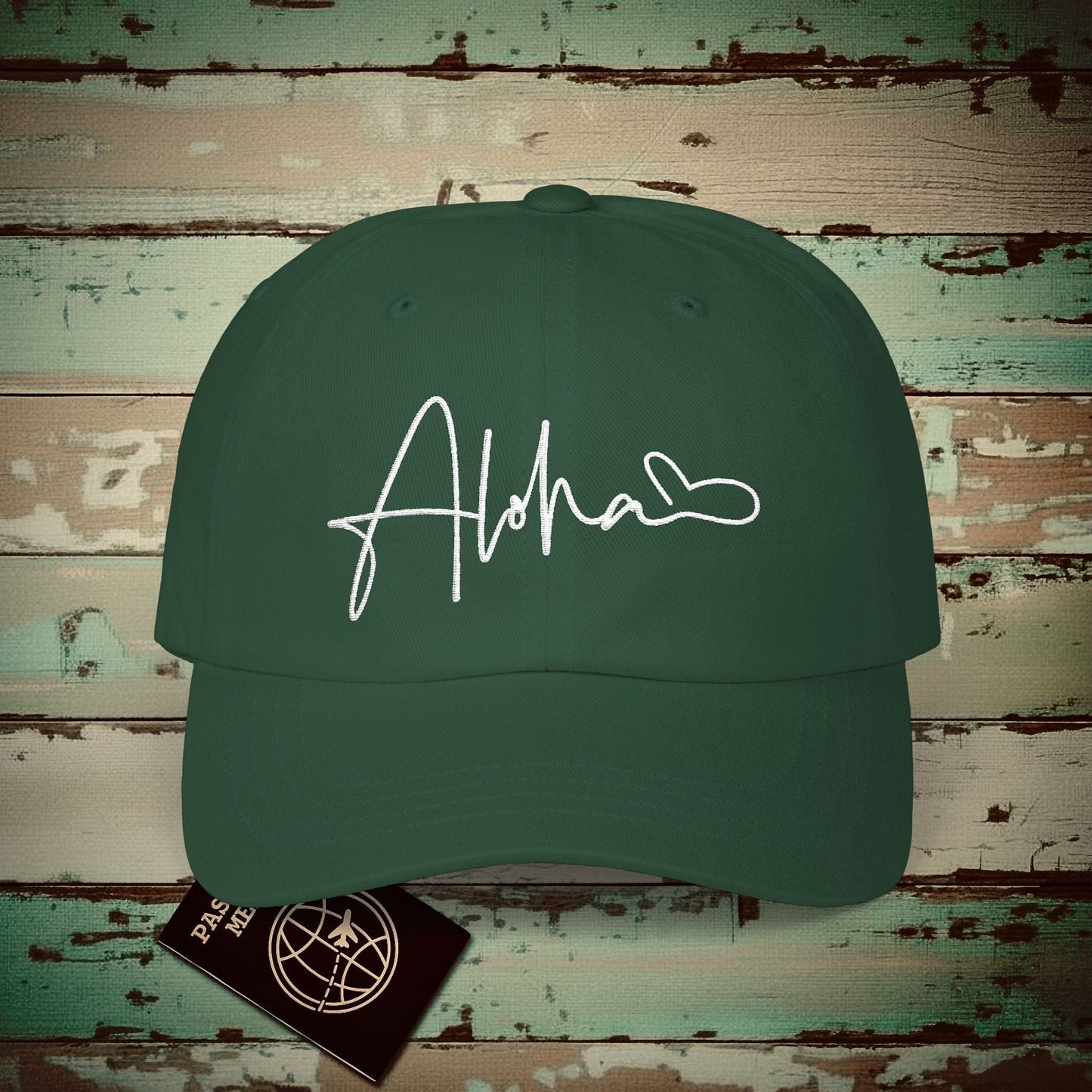 Aloha Heart Signature, Hawaii Embroidered Hat Spruce / One size