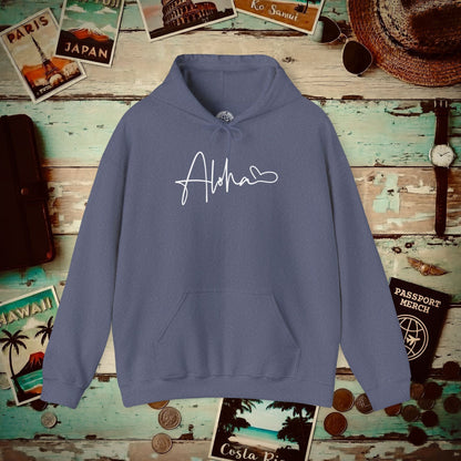 Aloha Heart Signature, Hawaii Hoodie Heather Navy / S