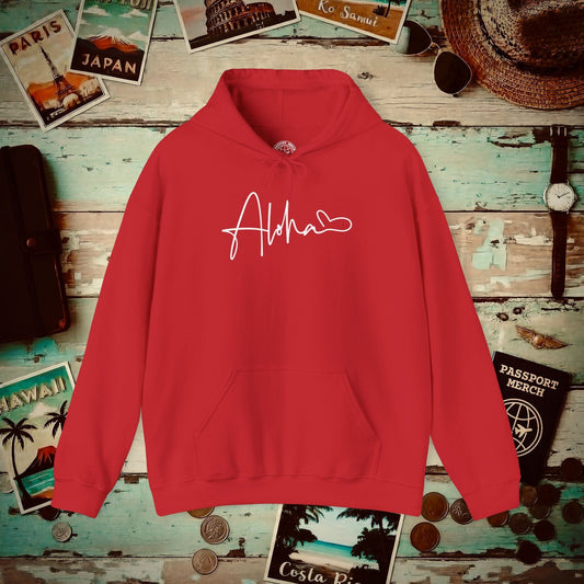 Aloha Heart Signature, Hawaii Hoodie Red / S
