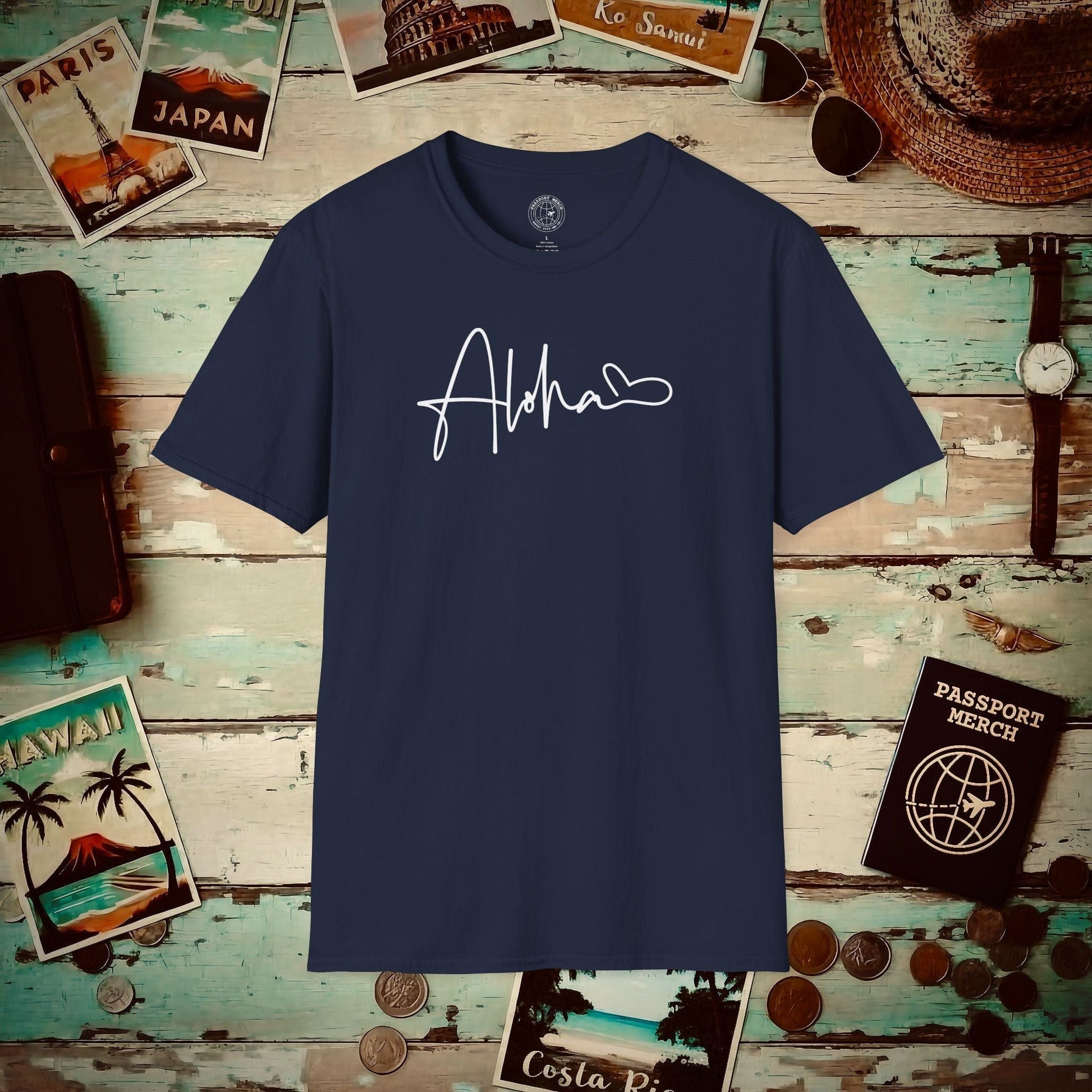Aloha Heart Signature, Hawaii T-Shirt Navy / S