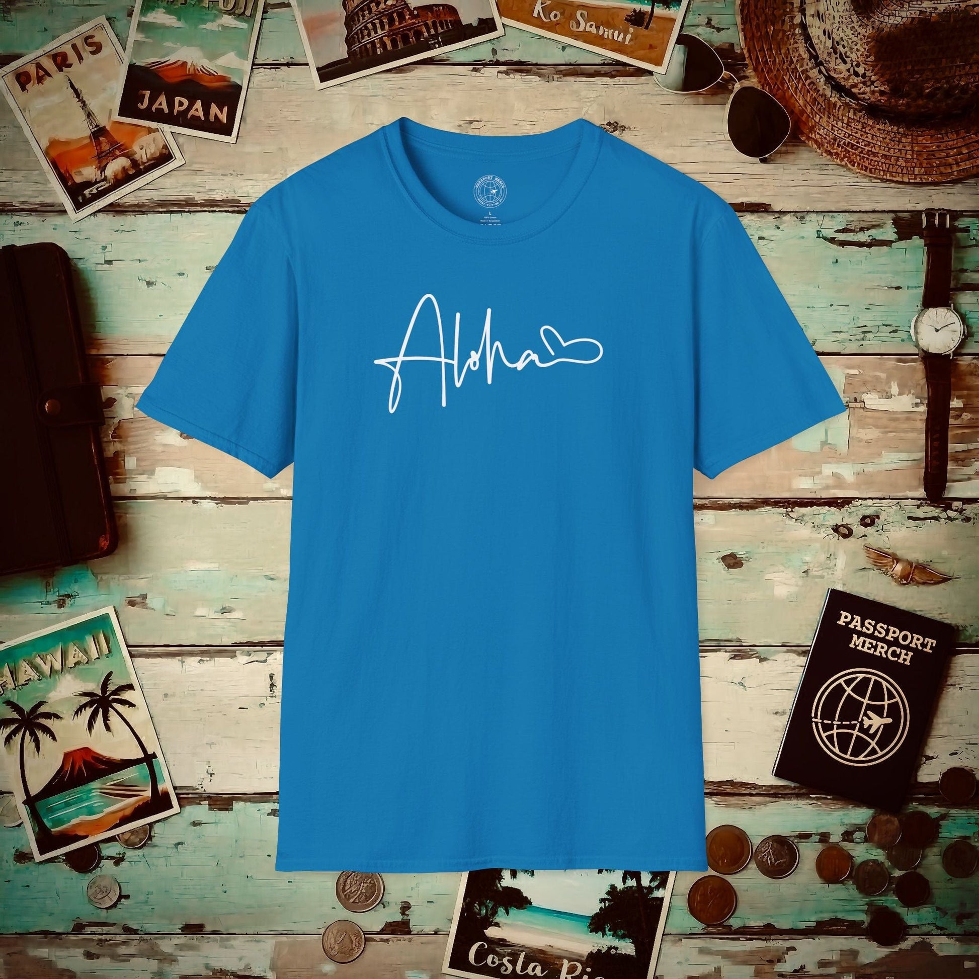 Aloha Heart Signature, Hawaii T-Shirt Sapphire / S