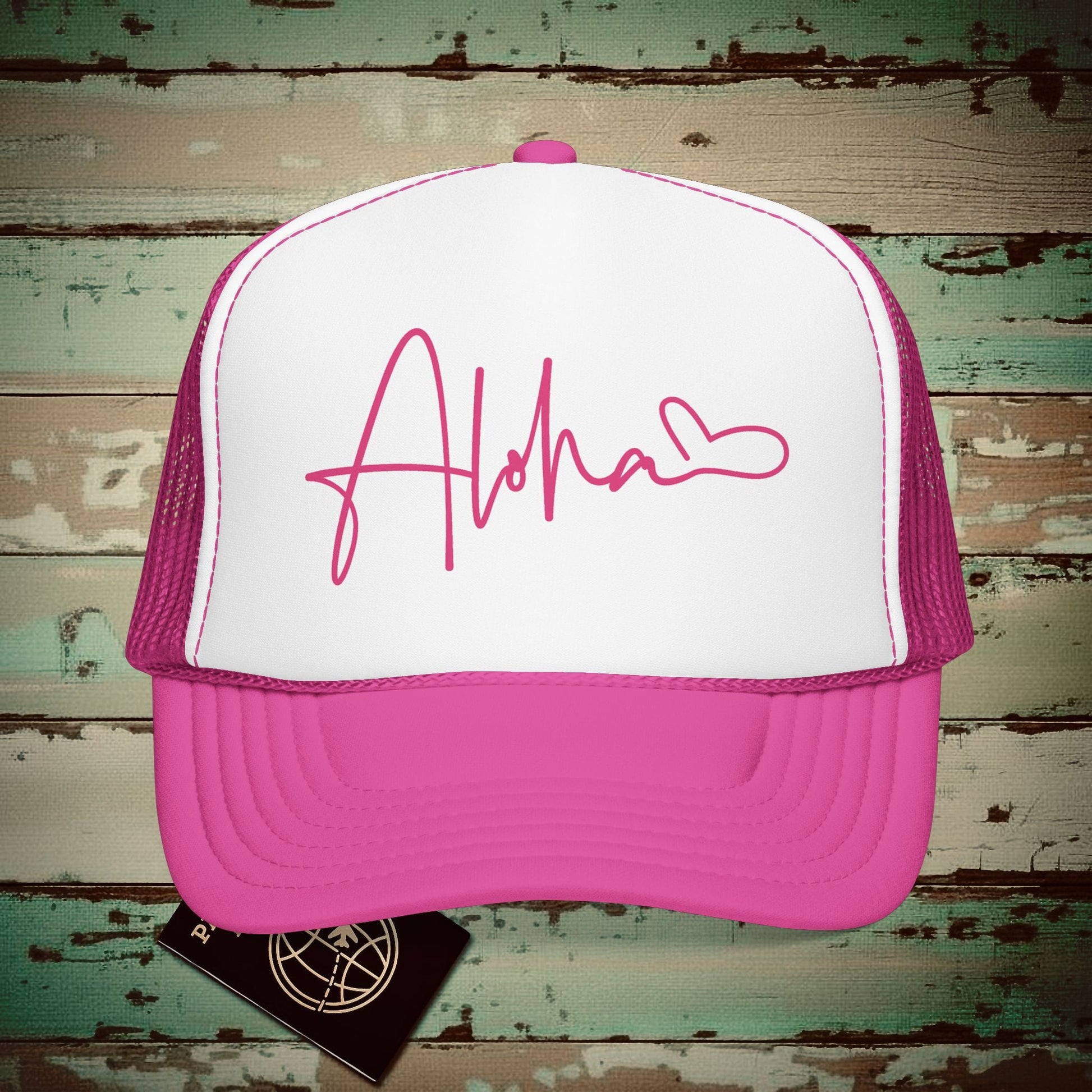 Aloha Heart Signature, Hawaii Trucker Hat Hot Pink/ White/ Hot Pink / One size