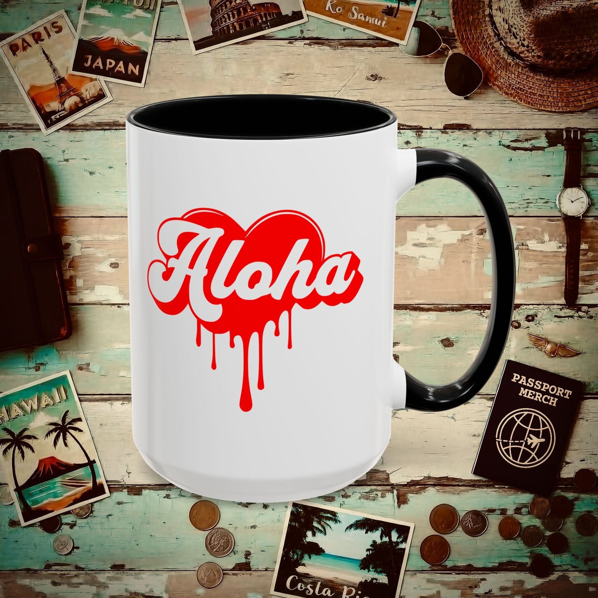 Aloha Melting Heart, Hawaii 15oz Mug Black / 15oz