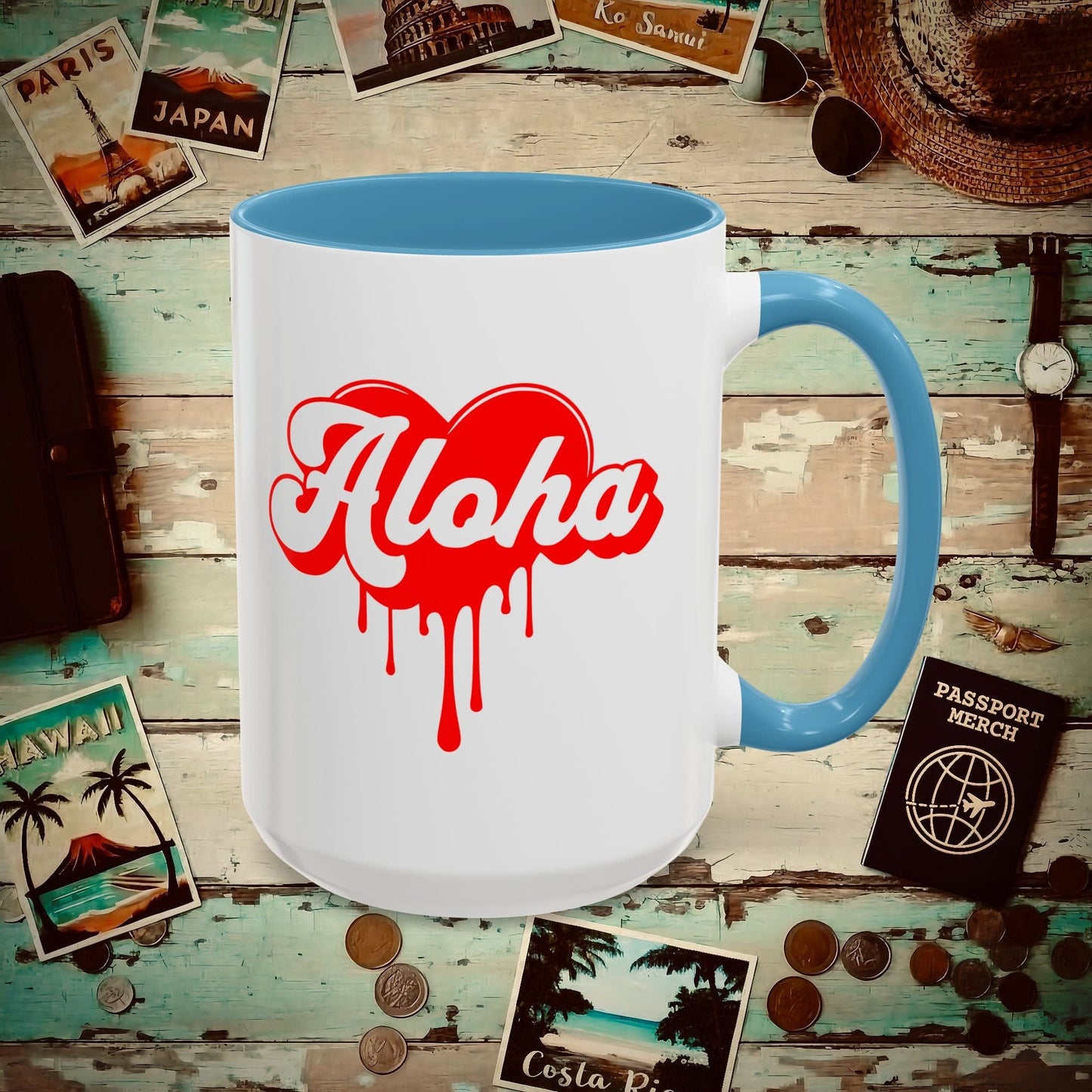 Aloha Melting Heart, Hawaii 15oz Mug Light Blue / 15oz